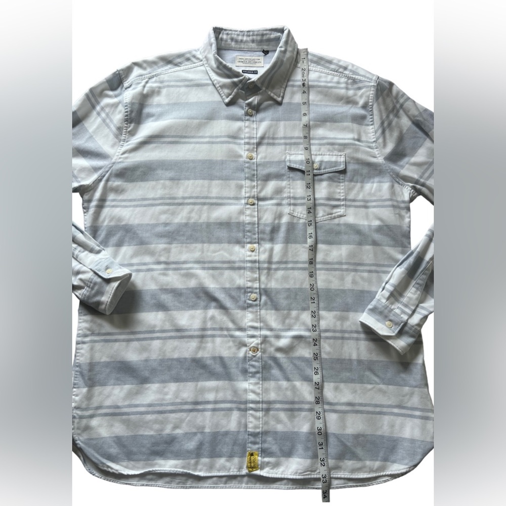 BARBOUR and Sons Tailored Fit cotton blue white striped button-up shirt XL - Picture 7 of 14